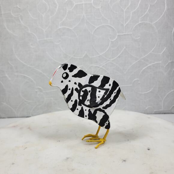 Dept 56 Chick 5” Zebra Print Metal Figurine Easter Farmhouse Folk Art Handmade - Picture 7 of 11